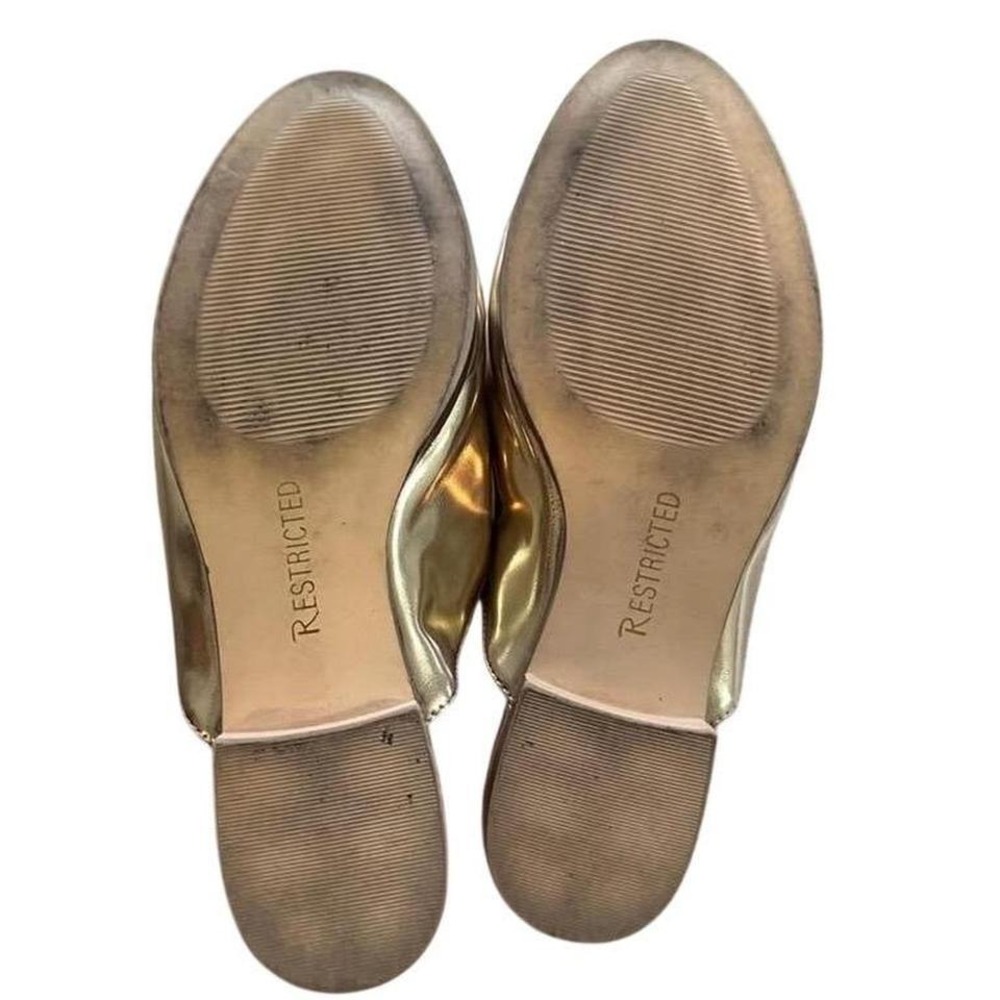 Womens Gold Horsebit Mule Loafers Pointed Toe Slip‎ On Flats size 6 office chic - Picture 2 of 2
